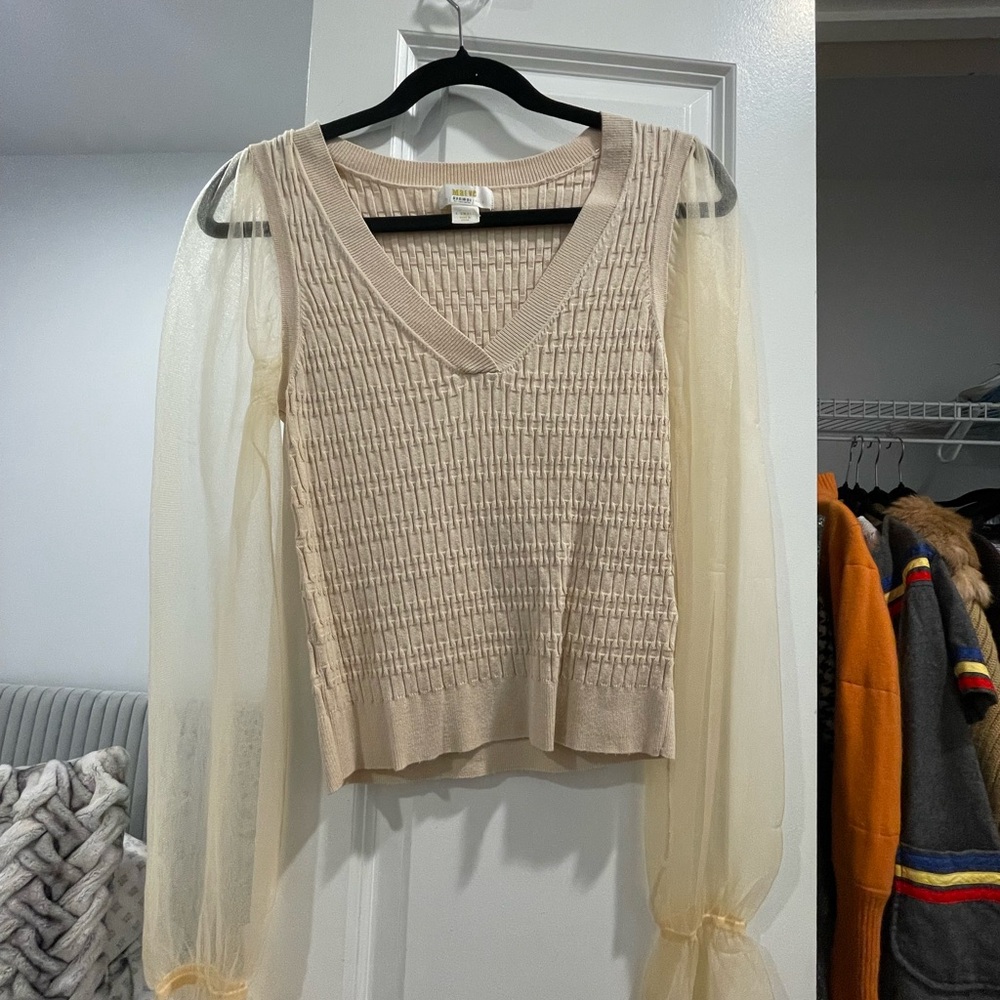 Maeve Textured Cream Knit Top